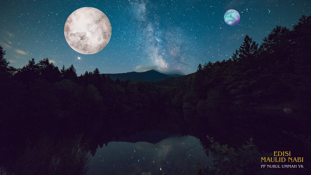 Ilustrasi bulan di langit malam untuk artikel Edisi Maulid Nabi: Terbelahnya Bulan di Langit Malabar
