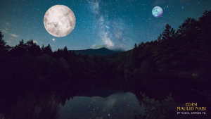 Ilustrasi bulan di langit malam untuk artikel Edisi Maulid Nabi: Terbelahnya Bulan di Langit Malabar